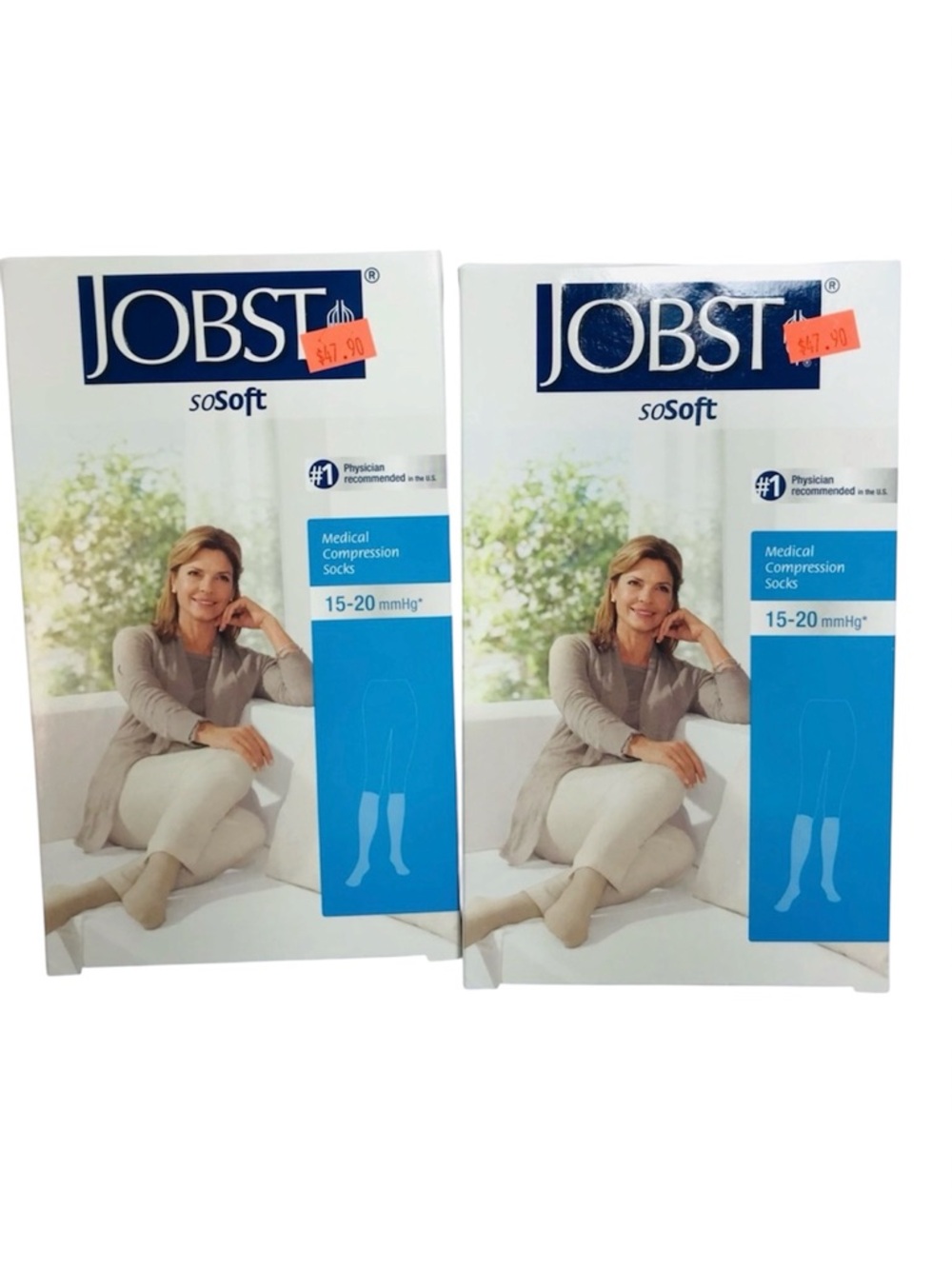 Jobst 2 Pair SoSoft White 15-20 mmHg XL Knee High Compression Socks NWT